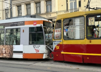 Zderzenie tramwajów w centrum Łodzi