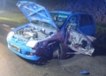 Wypadek niedaleko Poddębic. 3 osoby ranne 2 Wypadek niedaleko Poddębic, fot. Straż