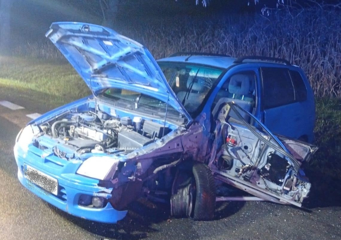 Wypadek niedaleko Poddębic. 3 osoby ranne 1 Wypadek niedaleko Poddębic, fot. Straż