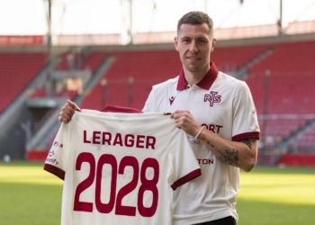 Lukas Lerager w Widzewie. Duńczyk strzelał bramki w Lidze Mistrzów