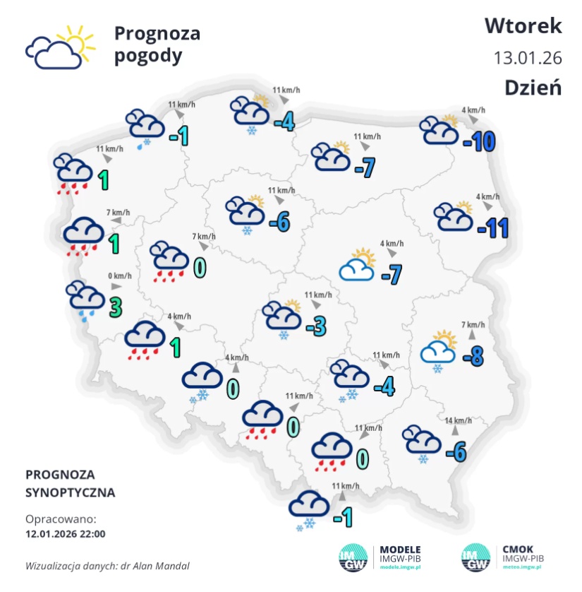 We wtorek znów może poprószyć śnieg. Ale niewiele 2 sadads
