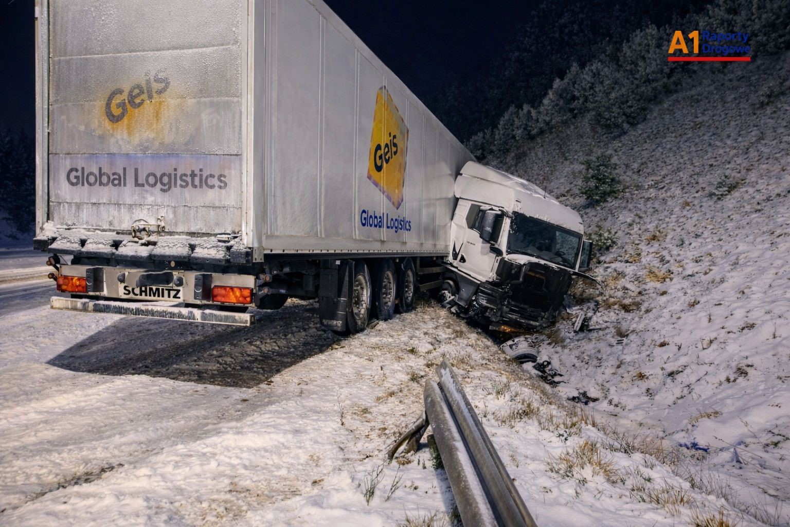 Ciężarówka w rowie na A1. Duże utrudnienia na autostradzie
