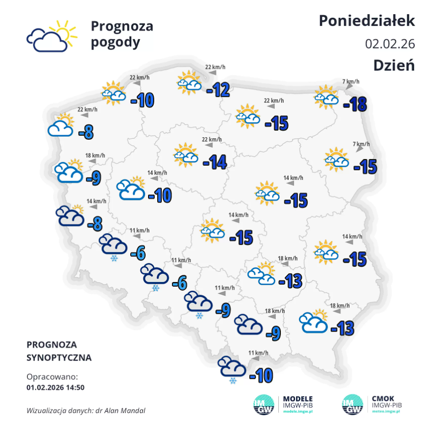 Pogoda na poniedziałek | Bardo silny mróz nie odpuszcza, są ostrzeżenia IMGW [PROGNOZA]