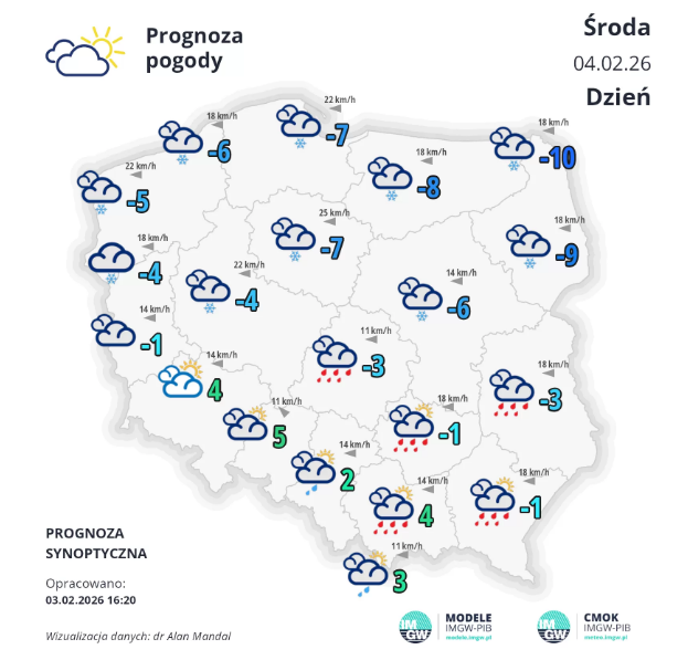 Pogoda na środę. IMGW ostrzega przed gołoledzią 1 Pogoda na środę 04.02