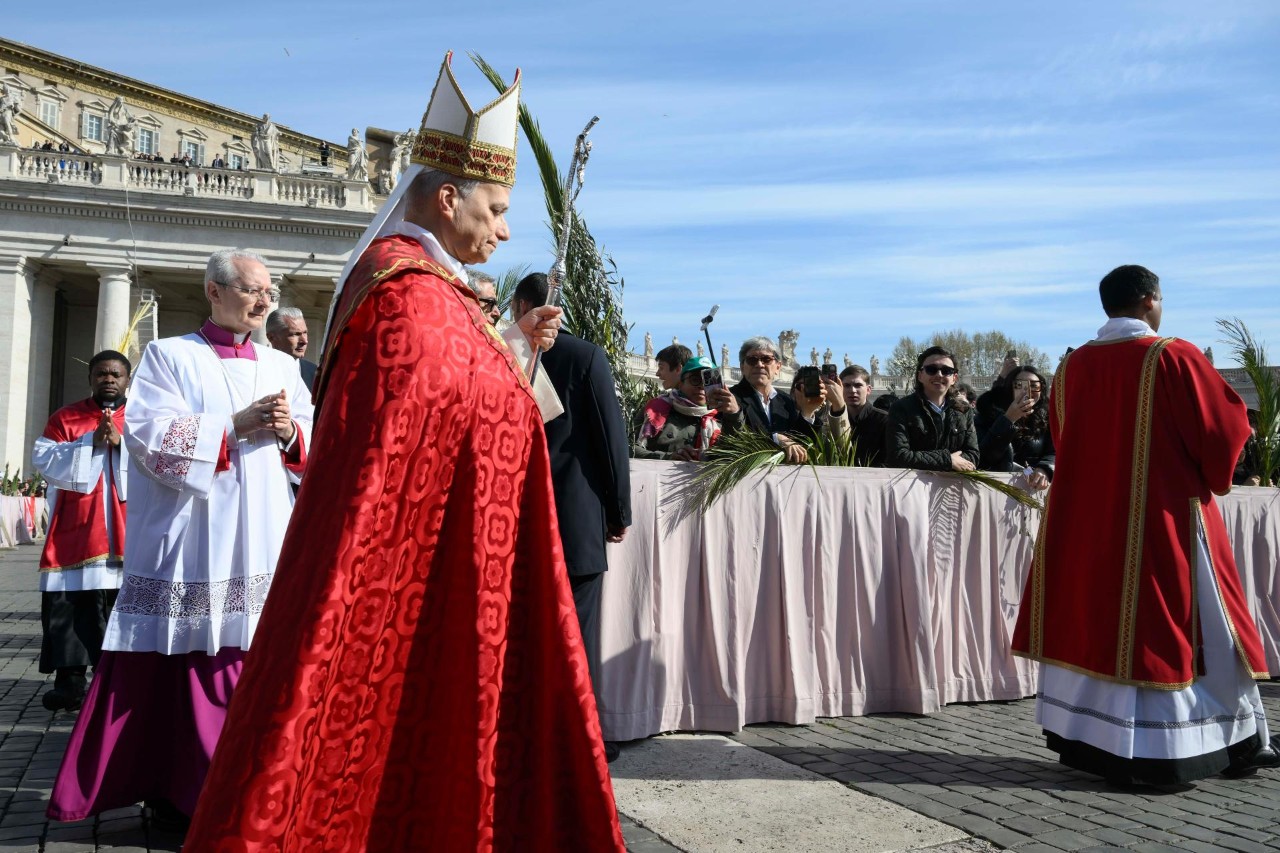 Leon XIV podczas Niedzieli Palmowej, mat. Vatican News