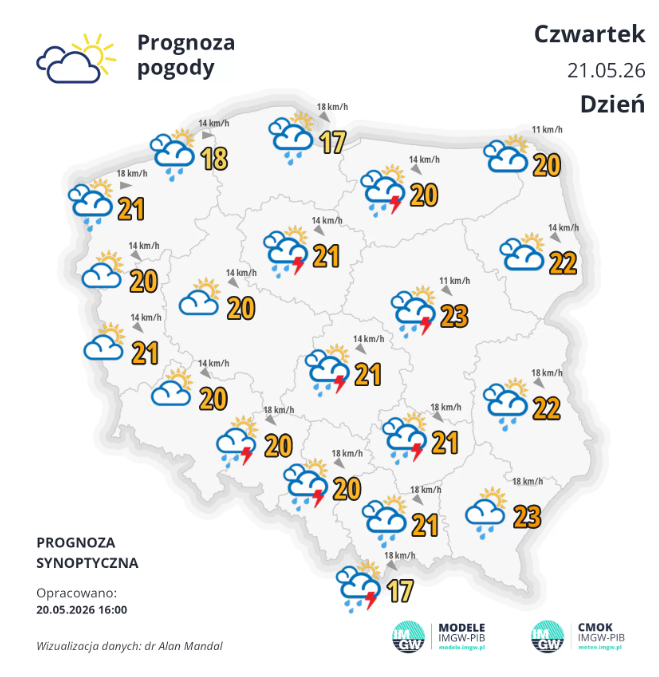 Pogoda na czwartek | Dalej ciepło, ale może zagrzmieć [PROGNOZA]