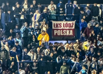 Kibice ŁKS Łódź na meczu Copa Libertadores w Buenos Aires