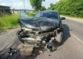 Czołowe zderzenie na DK91. Dwie osoby trafiły do szpitala [ZDJĘCIA]