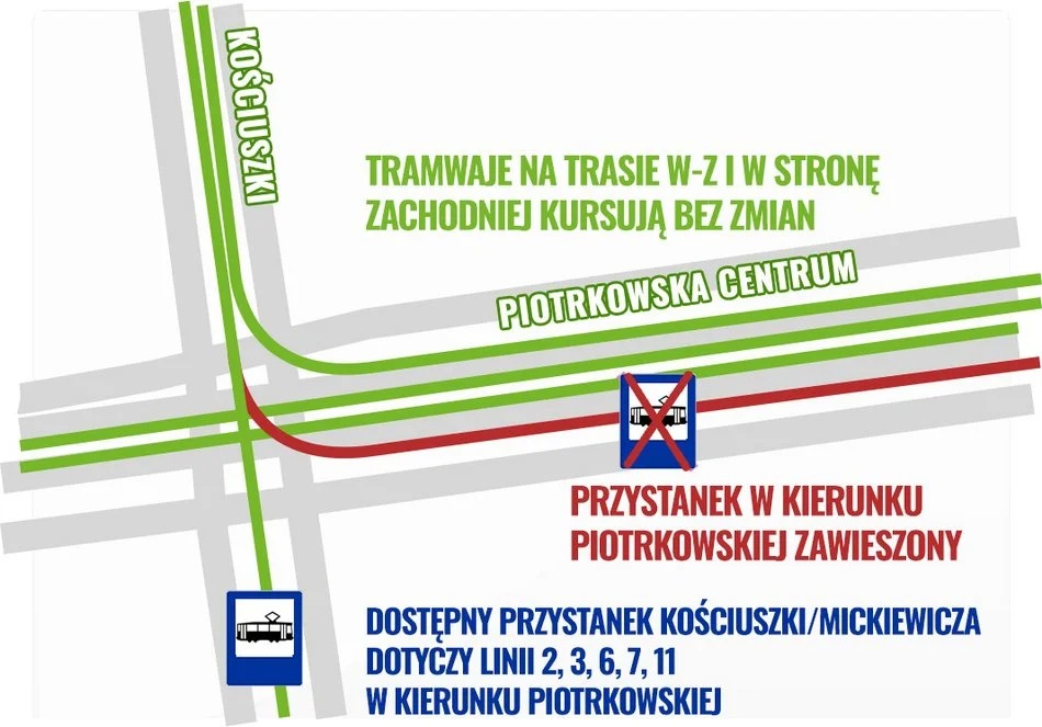 Kolejny remont torowiska w centrum Łodzi. Duże zmiany w MPK 2 csm lodz mickiewicza kosciuszki tory mapa da9d9c1131