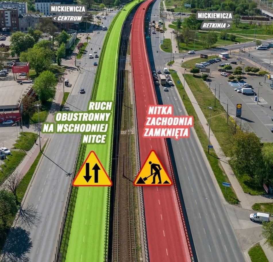 Remont estakady na Włókniarzy. Zmiana organizacji ruchu jeszcze w czerwcu 2 mat. UMŁ