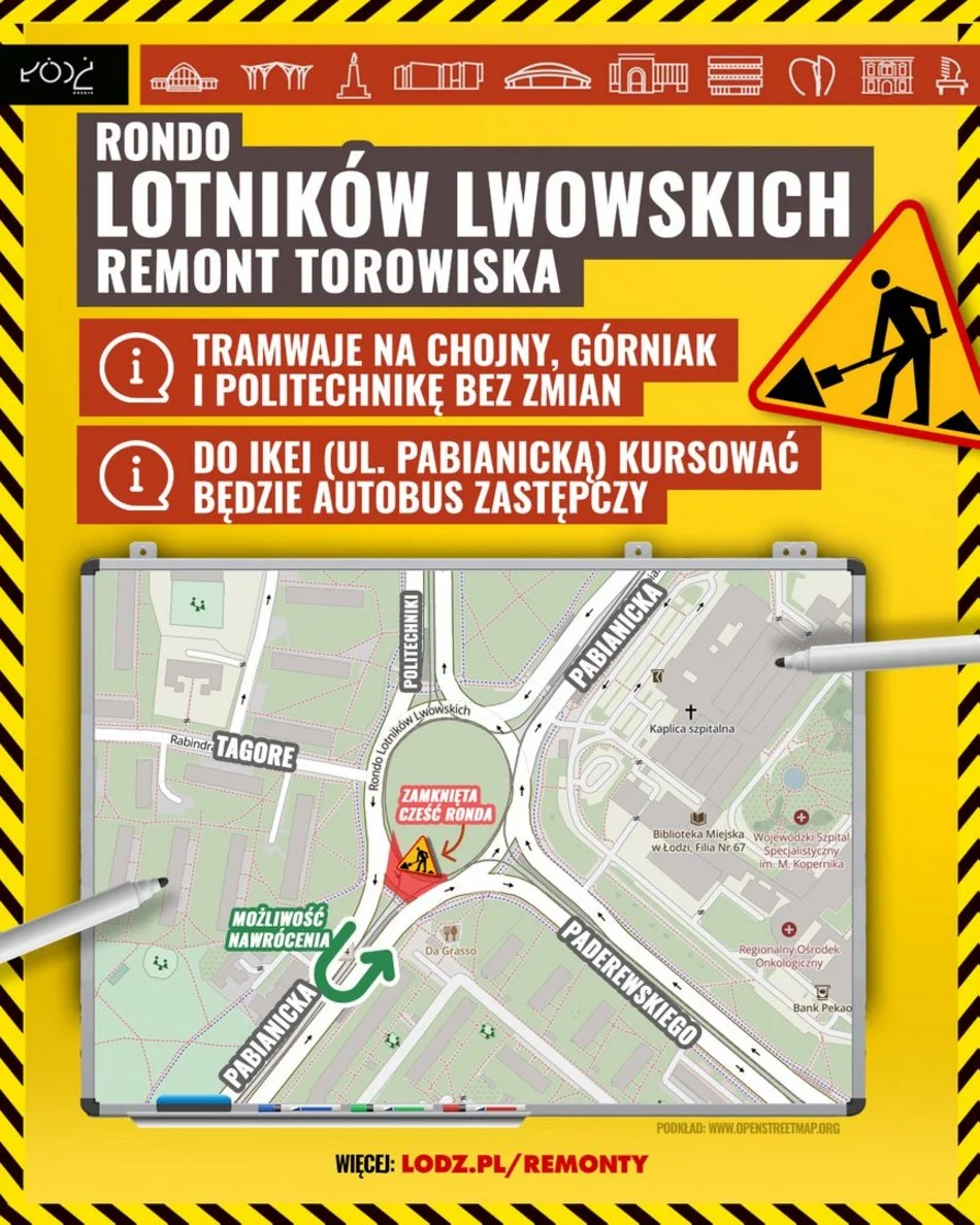Rusza remont torowiska przy rondzie Lotników Lwowskich. Zmiany w ruchu i MPK 2 Rusza remont torowiska przy rondzie Lotników Lwowskich. Zmiany w ruchu i MPK