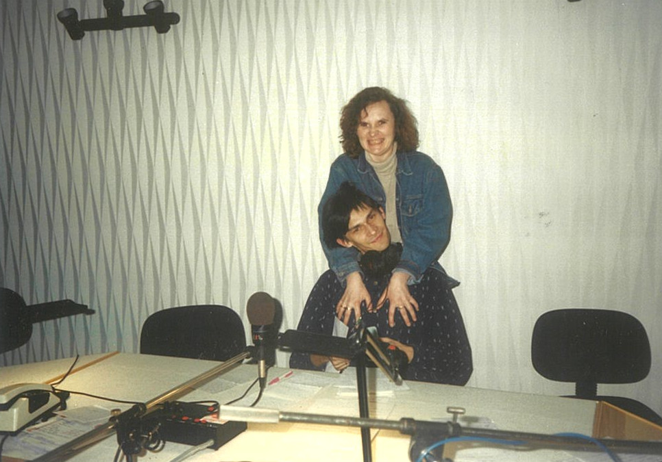 Iwona Błaszczyk w radiowym studiu z Adamem Kołacińskim