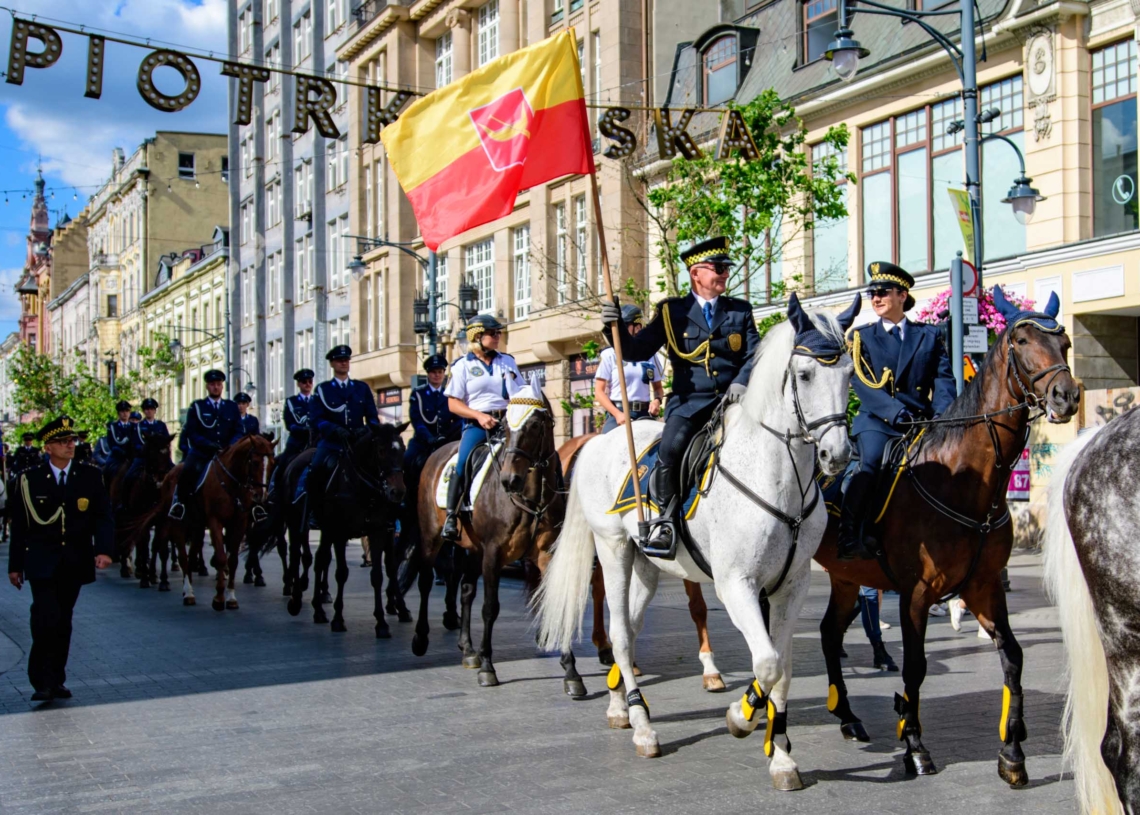 Pędzą konie po... Piotrkowskiej. Parada z okazji 35-lecia Straży Miejskiej w Łodzi