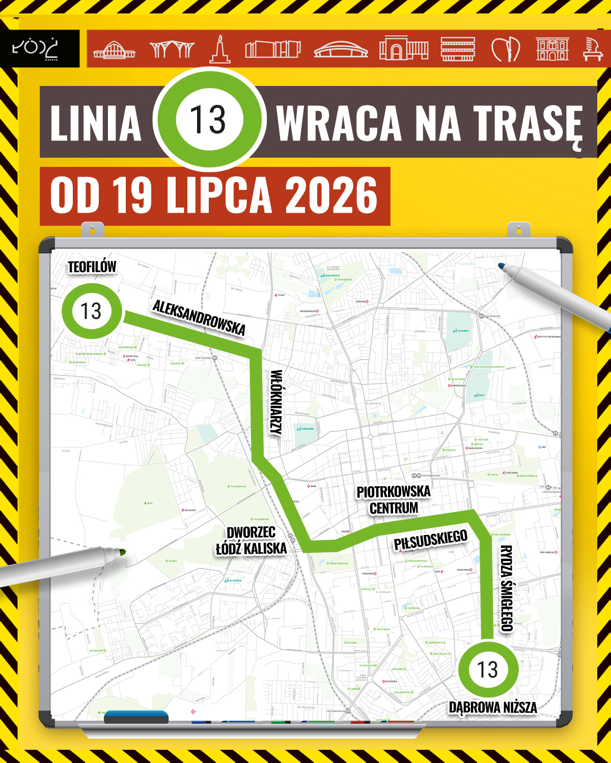 Tramwaj linii 13 wraca na Dąbrowę. Mieszkańcy czekali 8 lat 2 grafika 13 wraca na trase 1