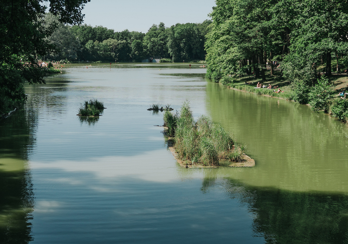 Pływające wyspy biofiltracyjne oczyszczają łódzkie stawy. Będą kolejne 1 Pływające wyspy biofiltracyjne oczyszczają łódzkie stawy. Będą kolejne