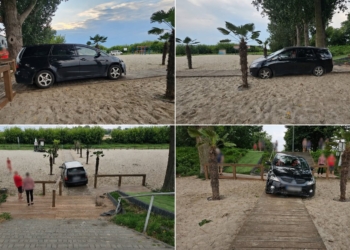 Wjechał samochodem na plażę w Łowiczu. Kierowca był pijany i miał sądowy zakaz