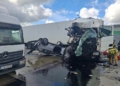 Zderzenie dwóch ciężarówek na A1 pod Piotrkowem. Autostrada całkowicie zablokowana