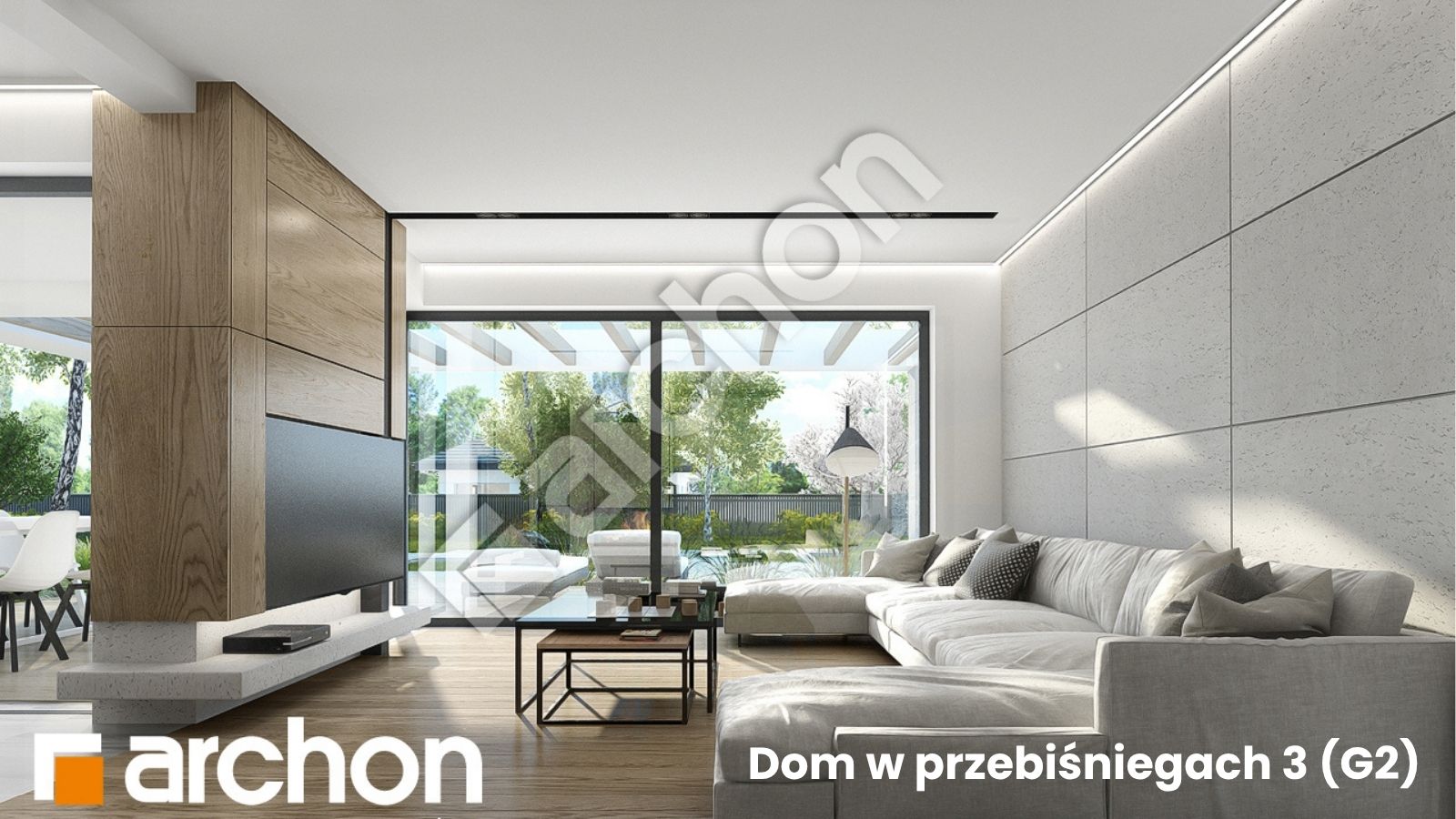 Dom w przebiśniegach 3 (G2) - parterowy projekt z garażem dwustanowiskowym 2 salon47