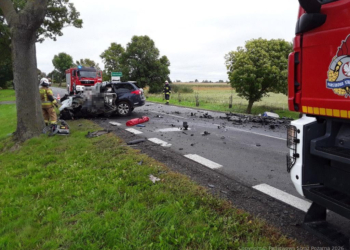 Śmiertelny wypadek na DW703 pod Łęczycą. Zginęła jedna osoba