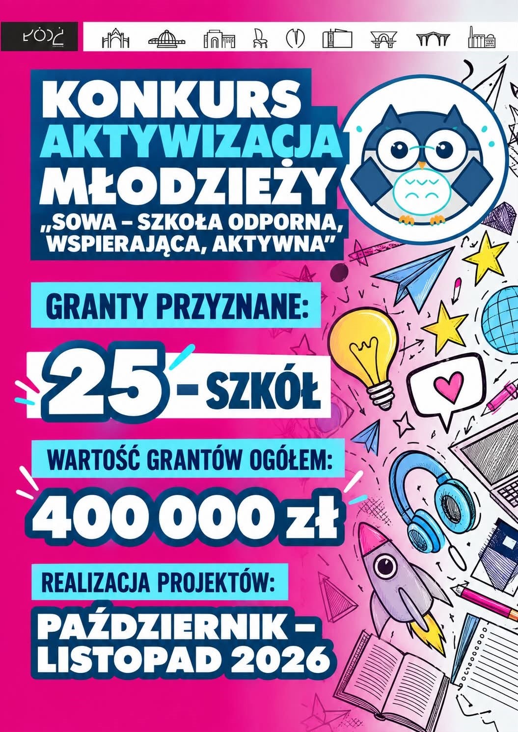 Szkolny projekt SOWA. Do wygrania łączna suma 400 tysięcy złotych 1 SOWA grafika wyniki