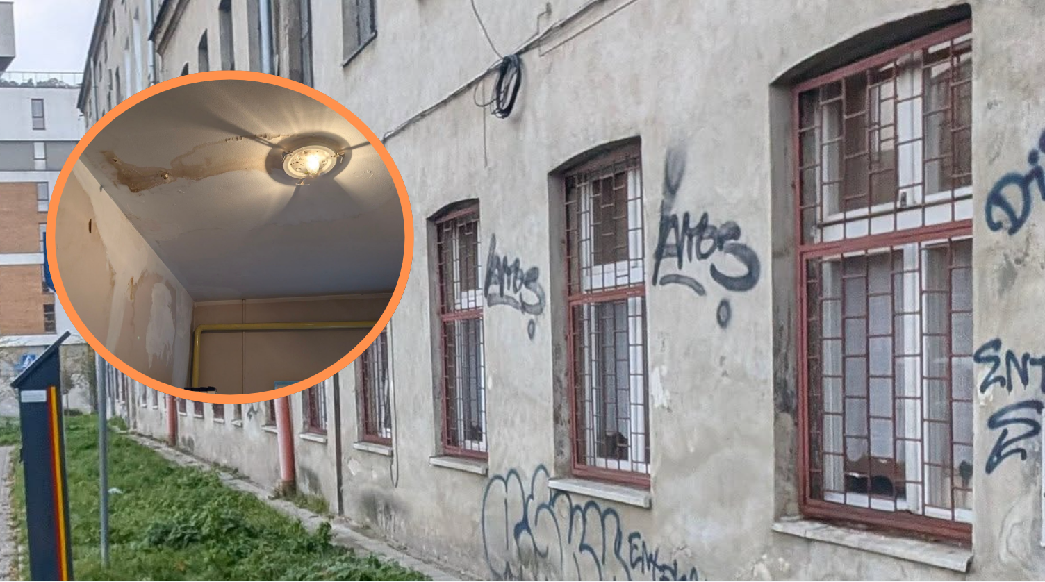 Tragiczne warunki w Domu Dziecka nr 10 w Łodzi. Pleśń, wilgoć, zacieki na suficie i pęknięcia na ścianach